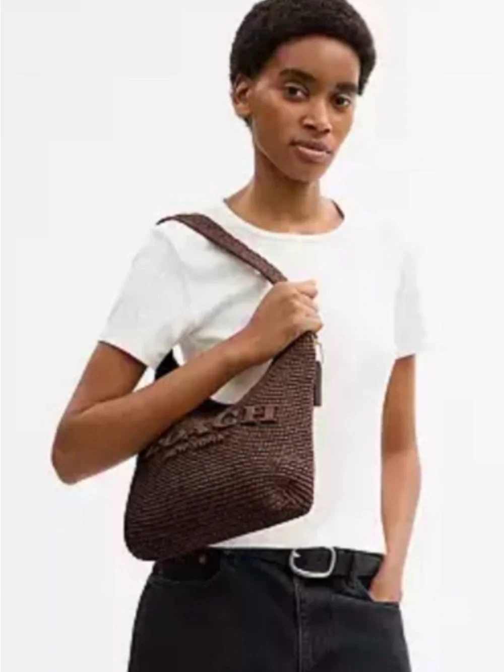 COACH Brown Crocheted Shoulder Bag